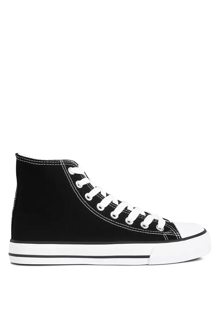 Discount on London Rag  shoes - SKU: Black High Top Basketball Canvas Sneakers