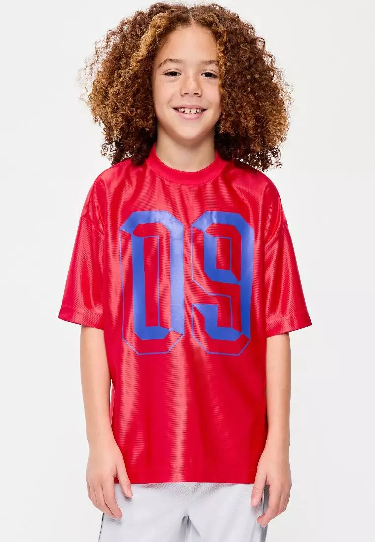 Oversized Shiny Graphic Jersey T-Shirt for Boys