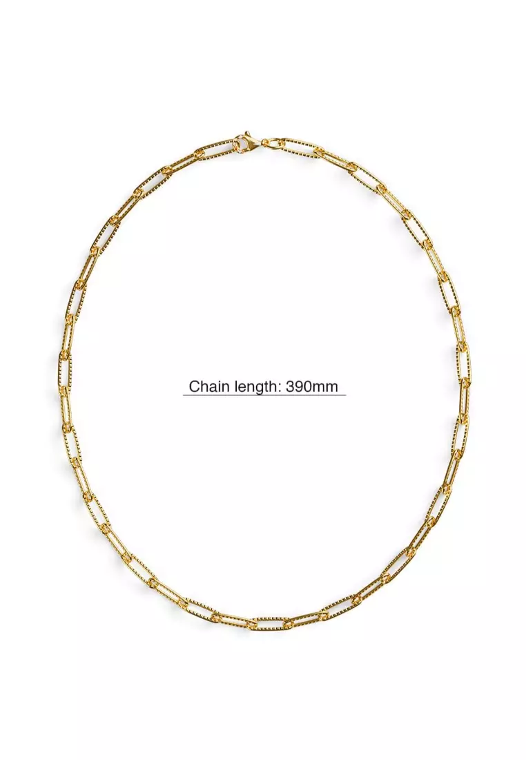 Textured Paper-Clip Link Chain Necklace in Gold