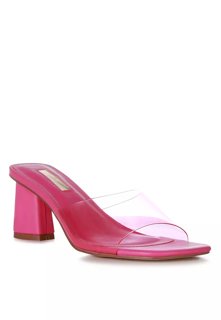 Pink clear outlet mules