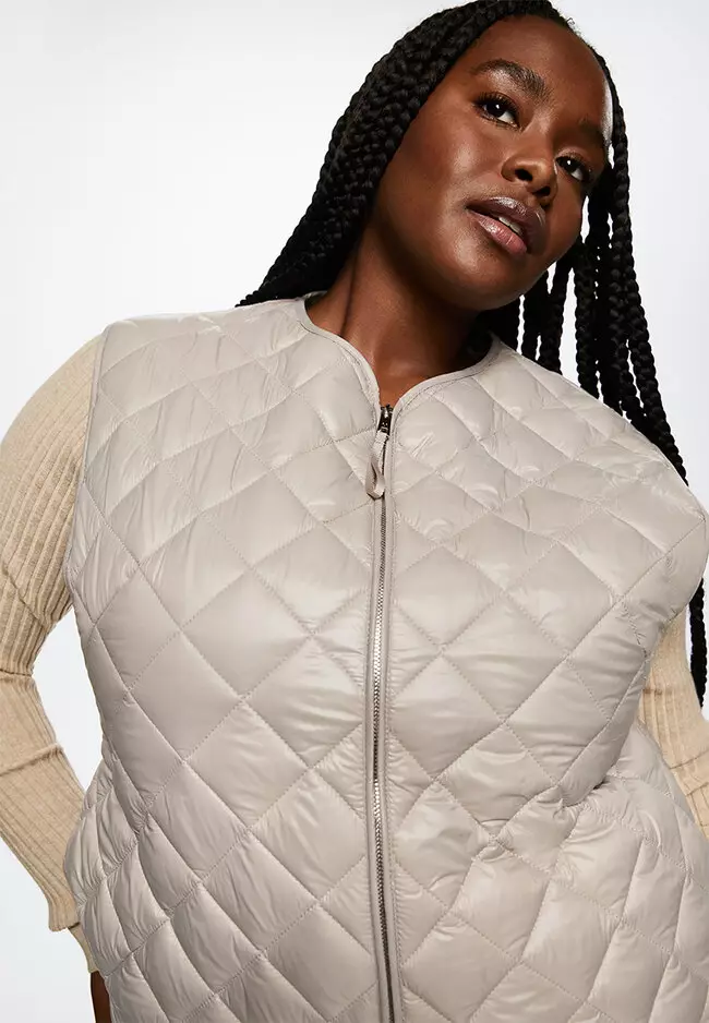 Waistcoat Mango Gilet Beige MANGO Striped Gilet With Zip Waistcoat