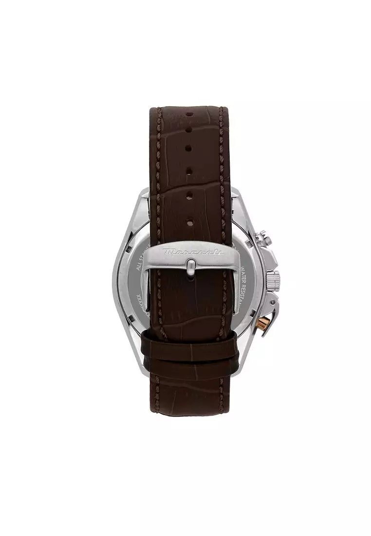 Online Exclusive Maserati Traguardo 45mm Brown Leather Men's Chronograph Quartz Watch R8871612037