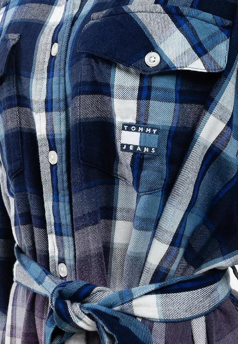 Flannel Check Belted Mini Shirt Dress - Tommy Jeans