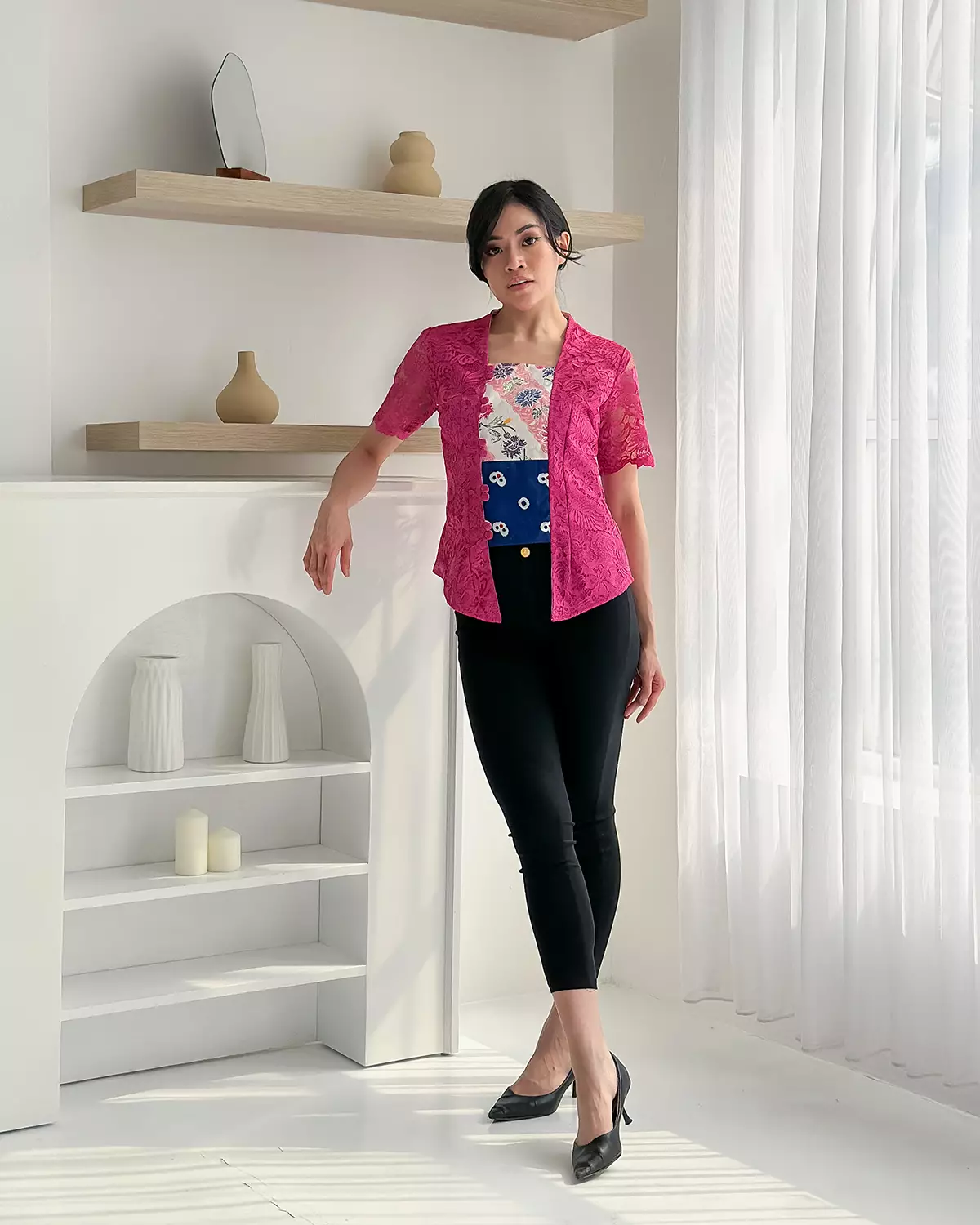 Sinok Jumputan Electric Pink Kebaya