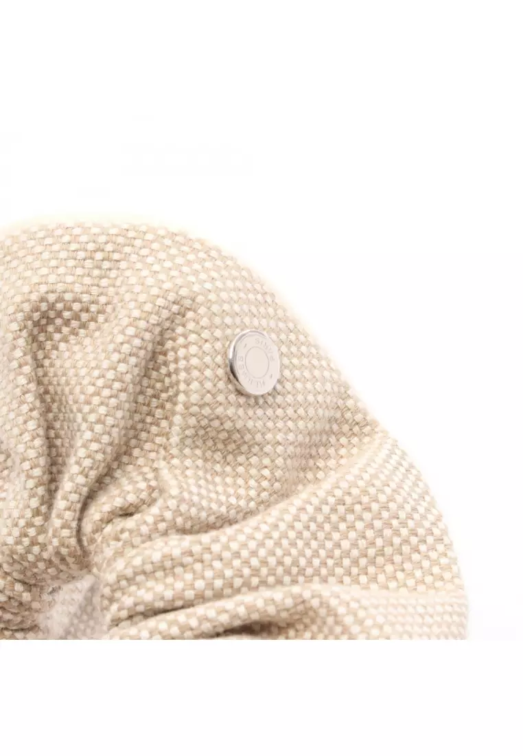 Pre-Loved Hermès scrunchie claudia Blanc air hair accessory toile ash beige off white