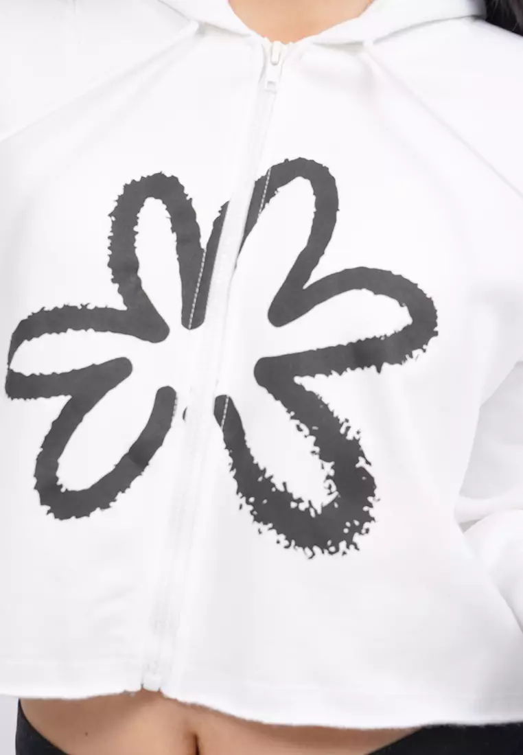 Graohic Crop Hoodie Jacket