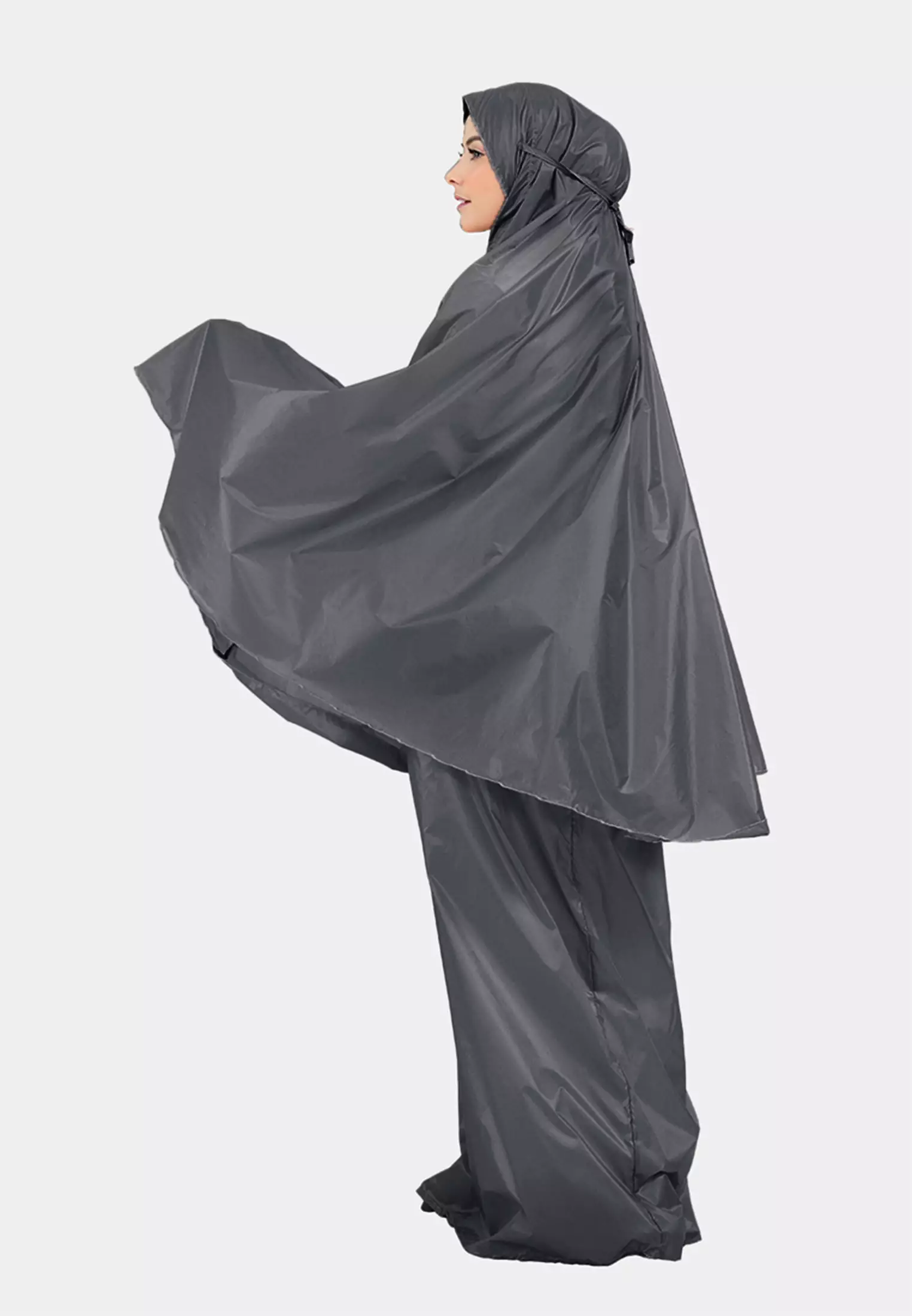 Zelena - Zalina Basic Prayer Set | Mukena Traveling Polos 2in1 - Shadow Grey