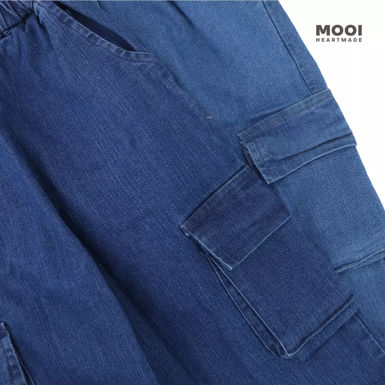 Mooi Celana Jeans Anak Kids Denim Nobi Long Cargo Pants - Dark Blue