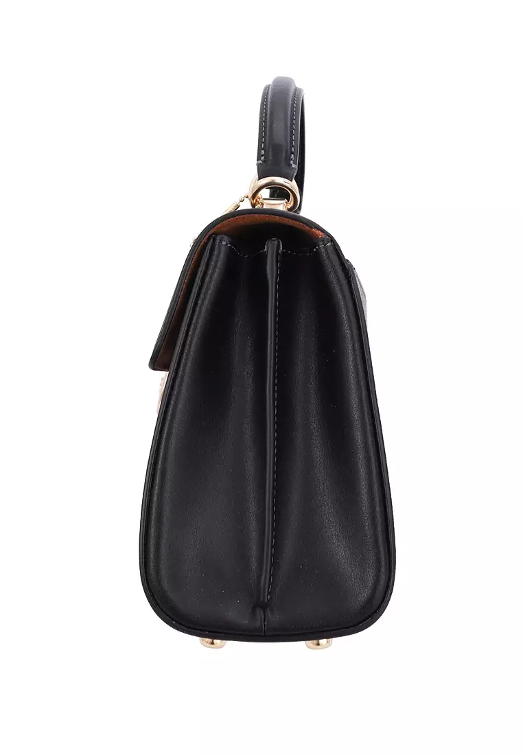 Eliza Top Handle Bag In Signature Canvas - Walnut/Black