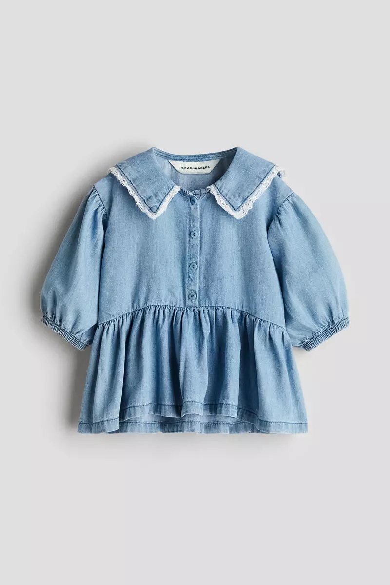 Sailor-collared denim dress