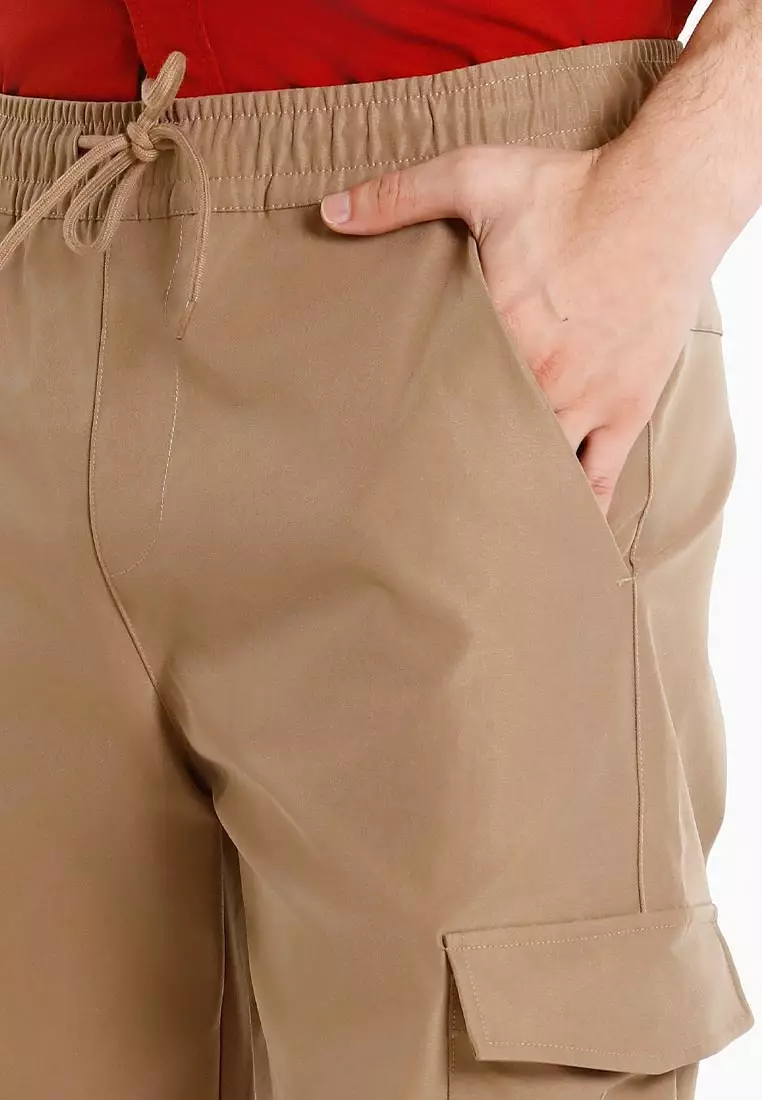 Forest Elastic Waist Trousers Cargo Long Pants Men | Seluar Panjang Lelaki - 10791-13Khaki