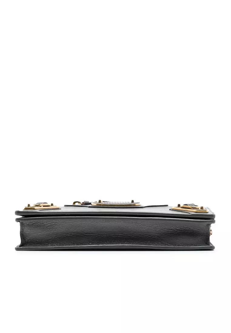 Pre-Loved Balenciaga Chevre Motocross Metallic Edge Wallet On Chain