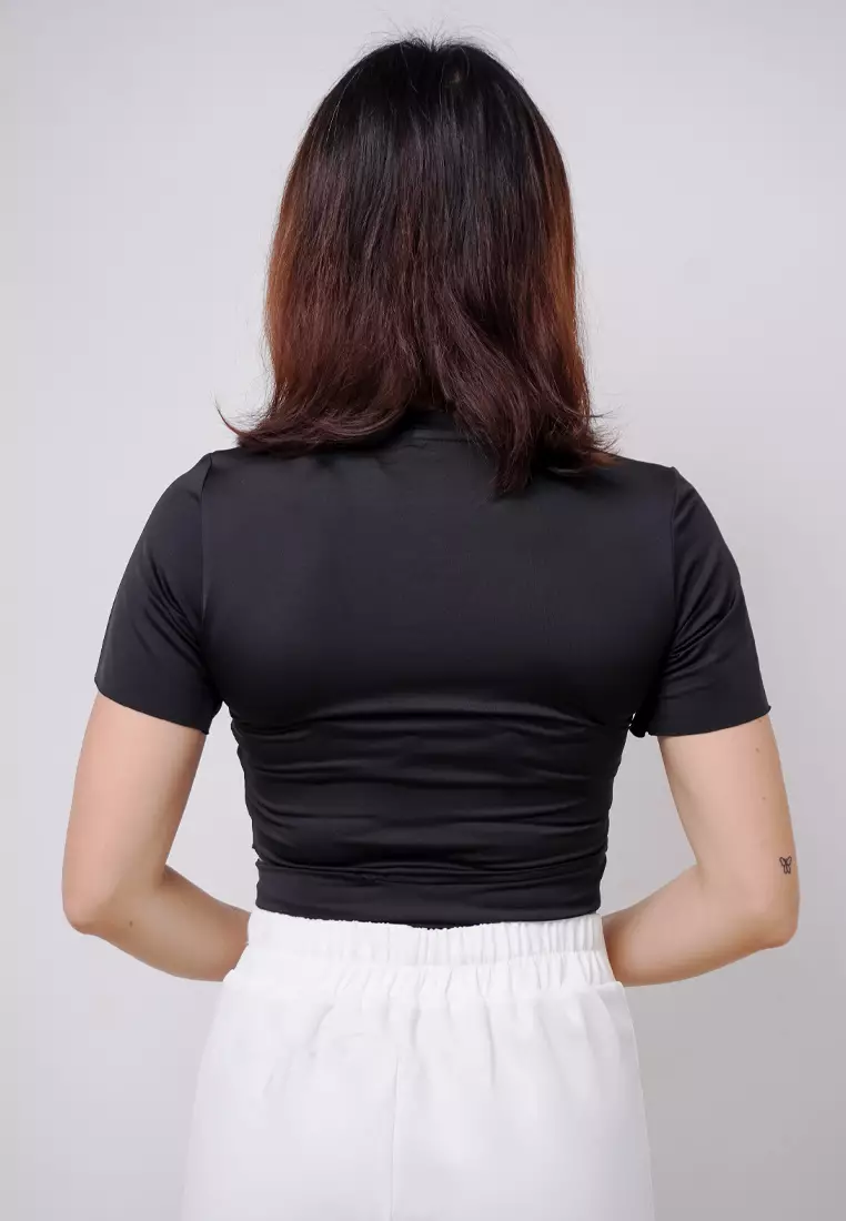 LTE17 TDLA CRWH Crop Short Sleeve Kaos Casual Wanita Polos Black