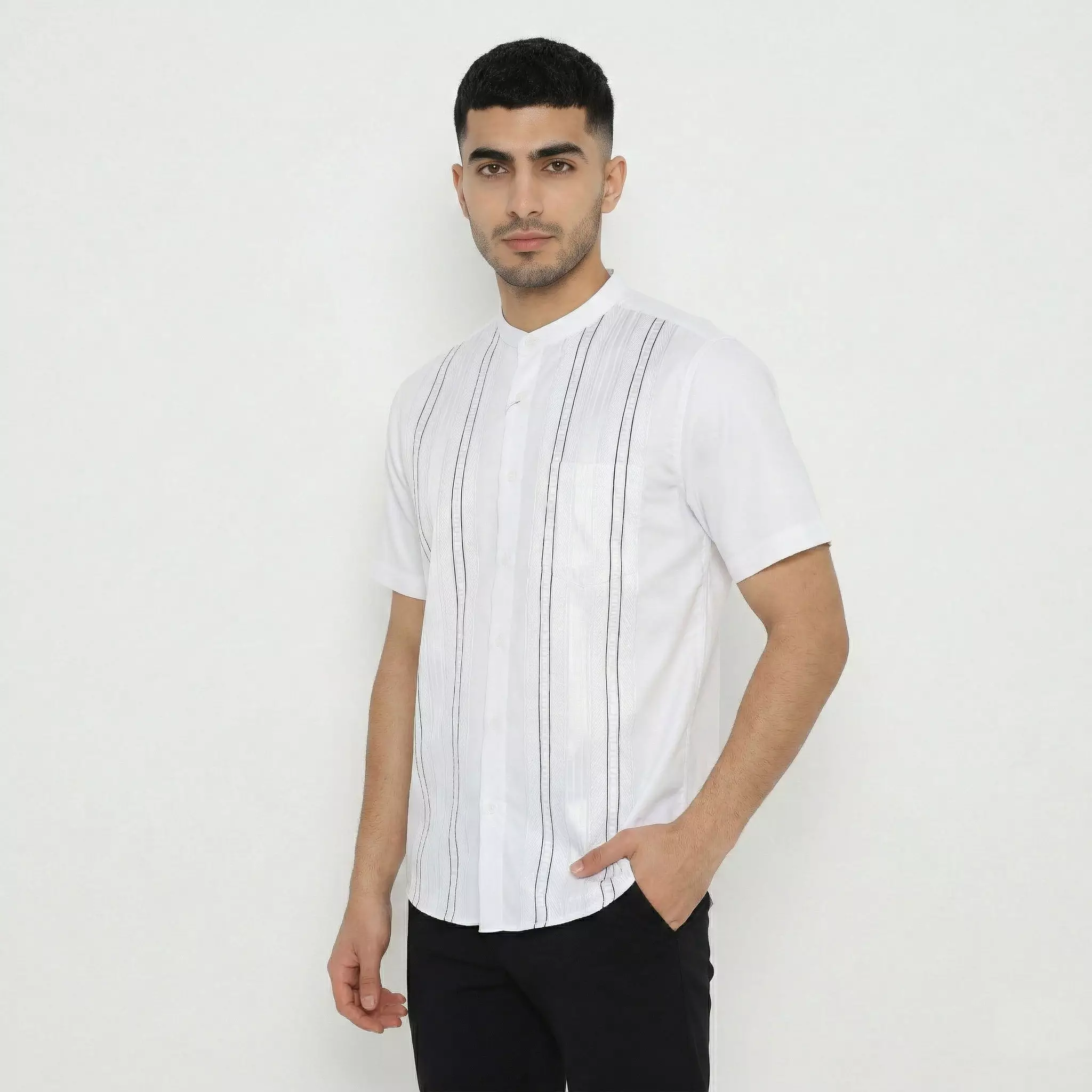 Platini Kemeja Koko Pria Lengan Pendek Polyester White 931407 