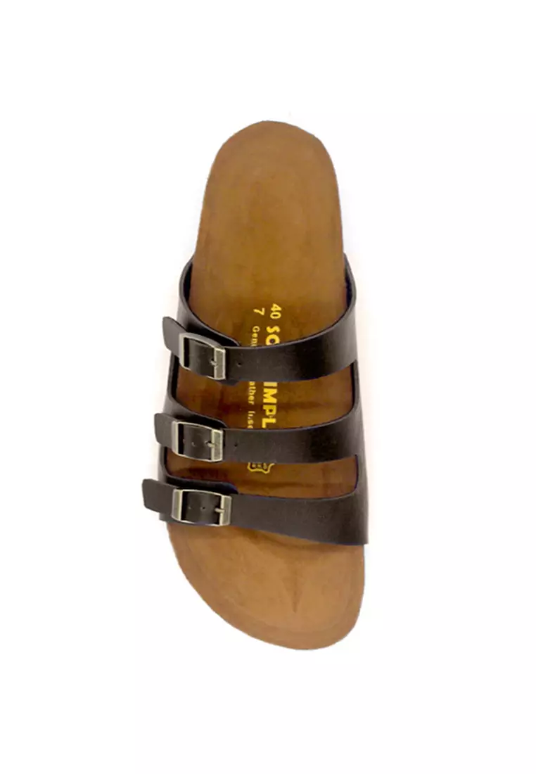 Ely - Dark Brown Leather Sandals & Flip Flops