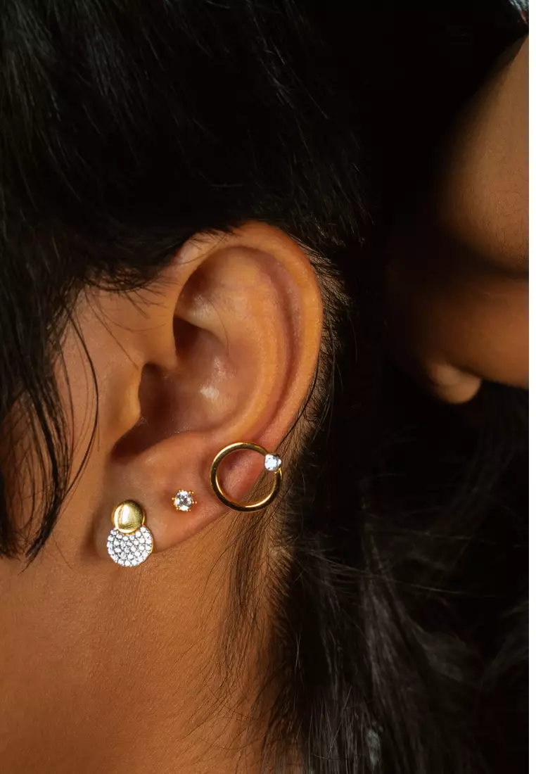 Pave Dots Studs 18k Gold