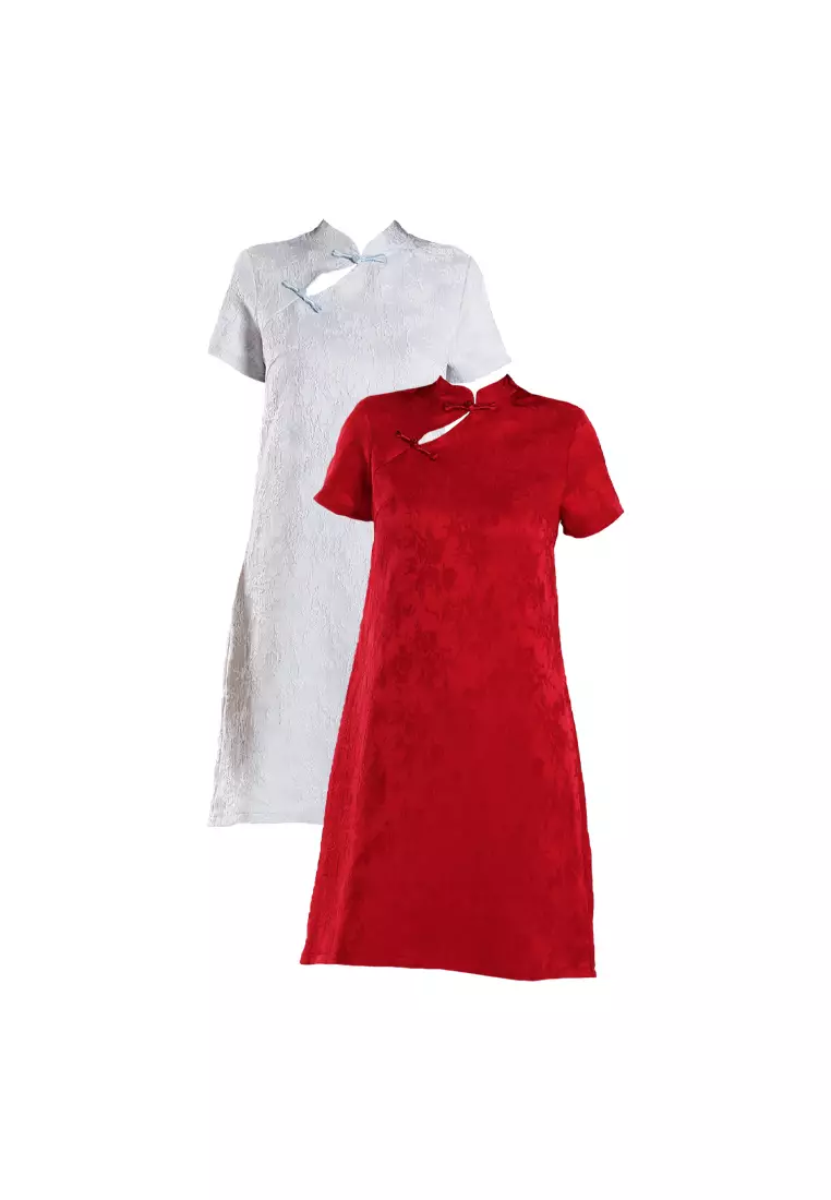 Forest Ladies Jacquard Cheongsam Dress Women A-Line Cheongsam - 885097-32LtBlue