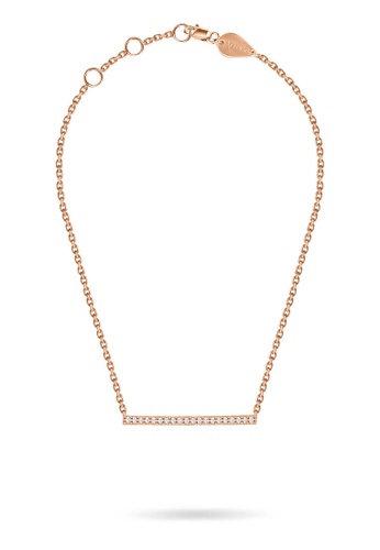 Aquae Jewels pink Necklace Paris-Dubai Single Line 18K Gold and Diamonds - Rose Gold 77FFEAC98EDC14GS_1