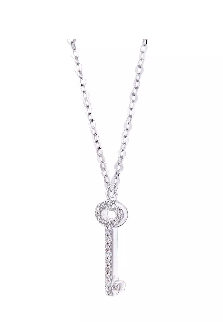 White gold clearance key necklace