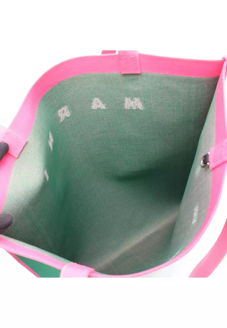 Pre-Loved MARNI Logo Tote Shoulder bag tote bag green pink