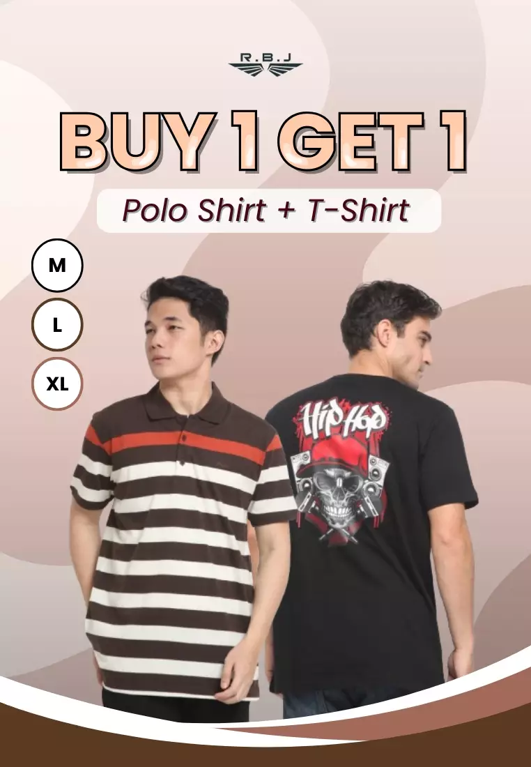 Buy 1 Get 1 Polo Shirt + T-Shirt Pria