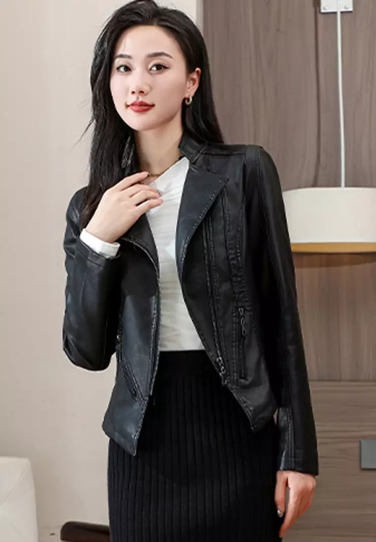 faux leather biker jacket - Online Exclusive Rate- OFF 65%