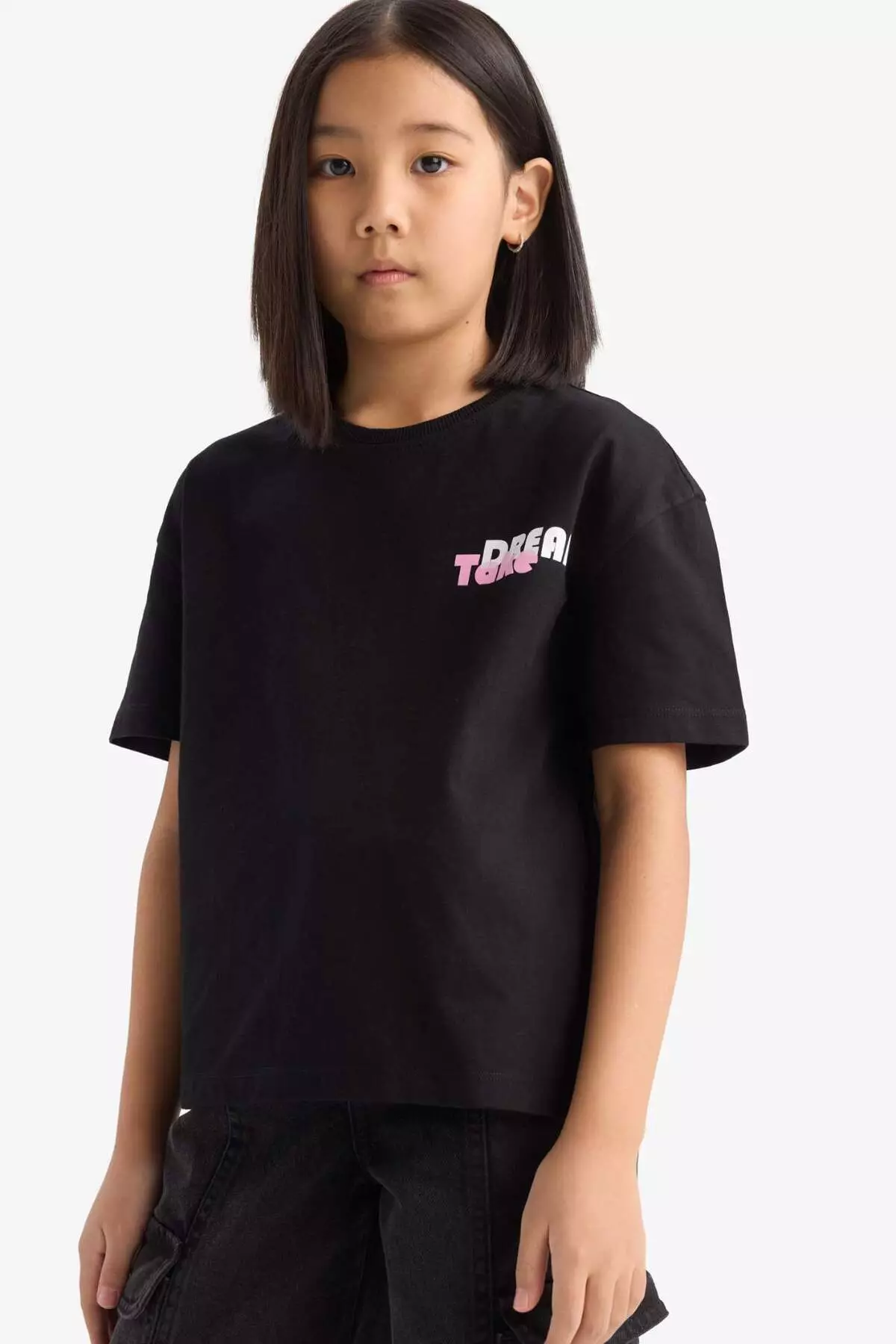 Girls' Relax Fit Crew Neck Srt Printed Short Sleeve T-Shirt E0354A825Sm