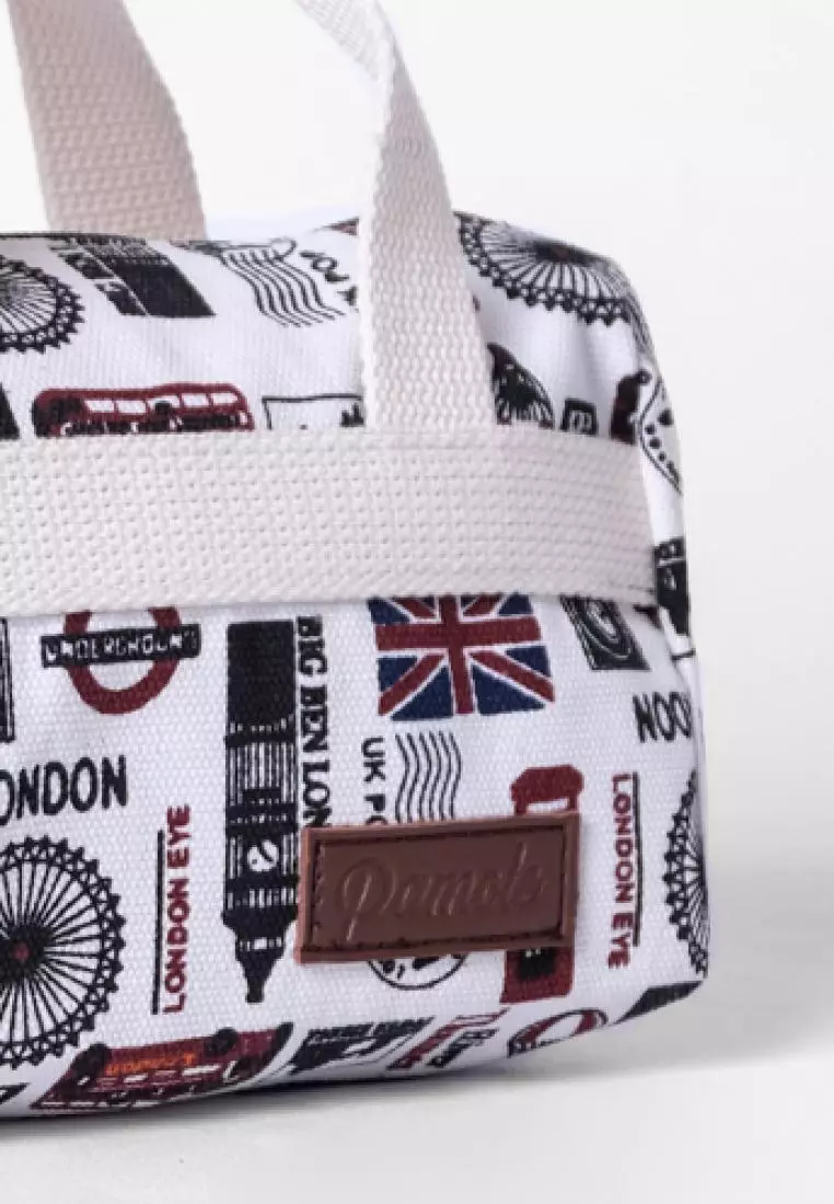 Pamole Pouch Kosmetik Bahan Kanvas Penutup Resleting - London