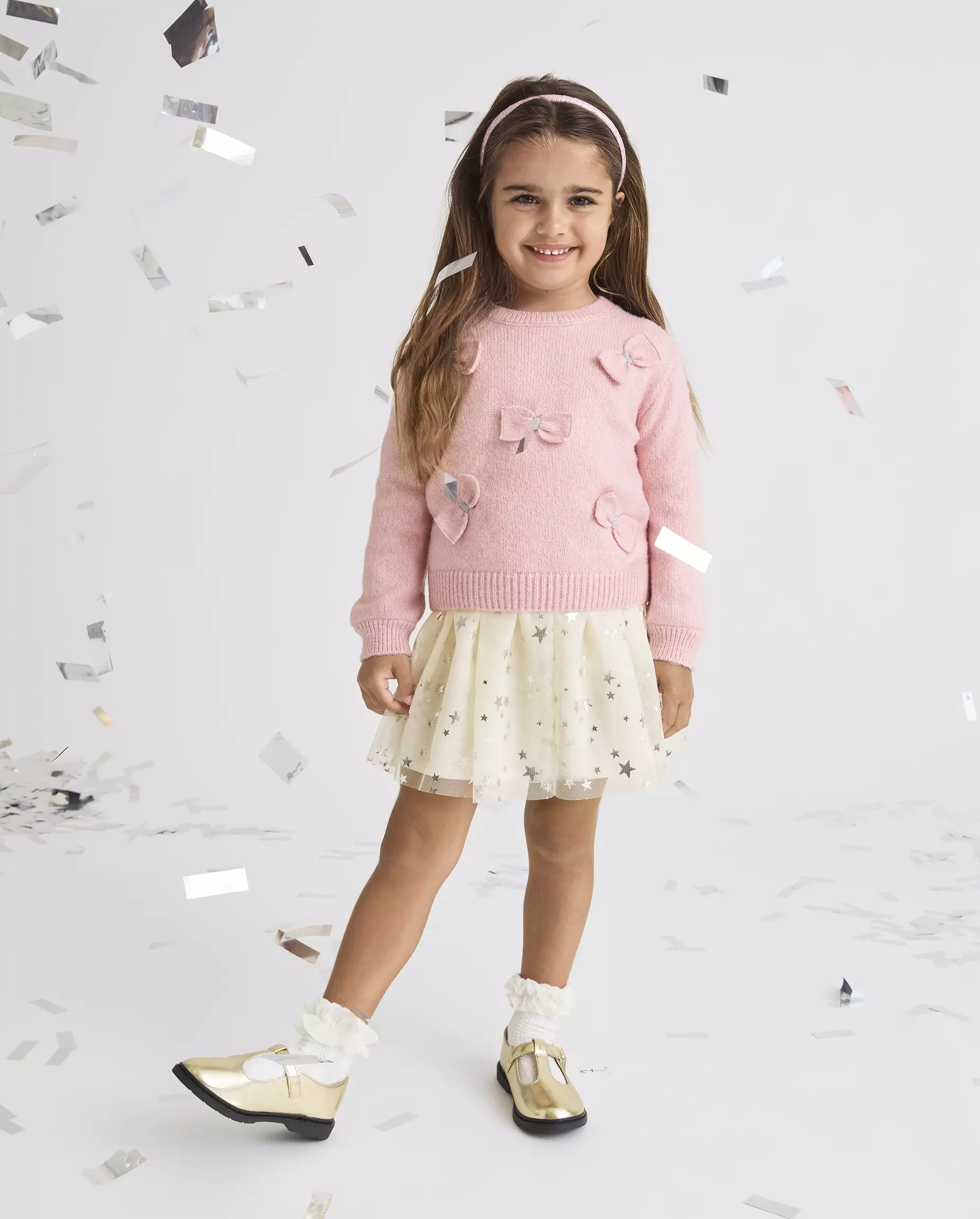 Toddler Girls Foil Star Tutu Skirt -Rok Bayi Perempuan (Putih)