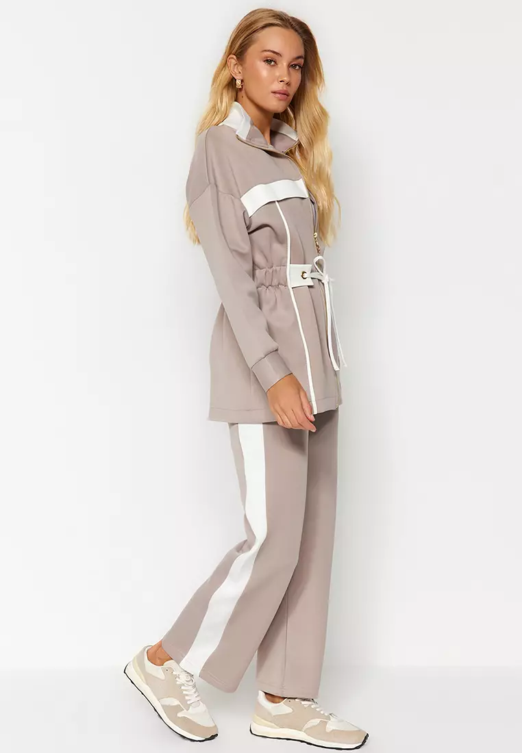 Piping Knitted Scuba Top and Bottom Set