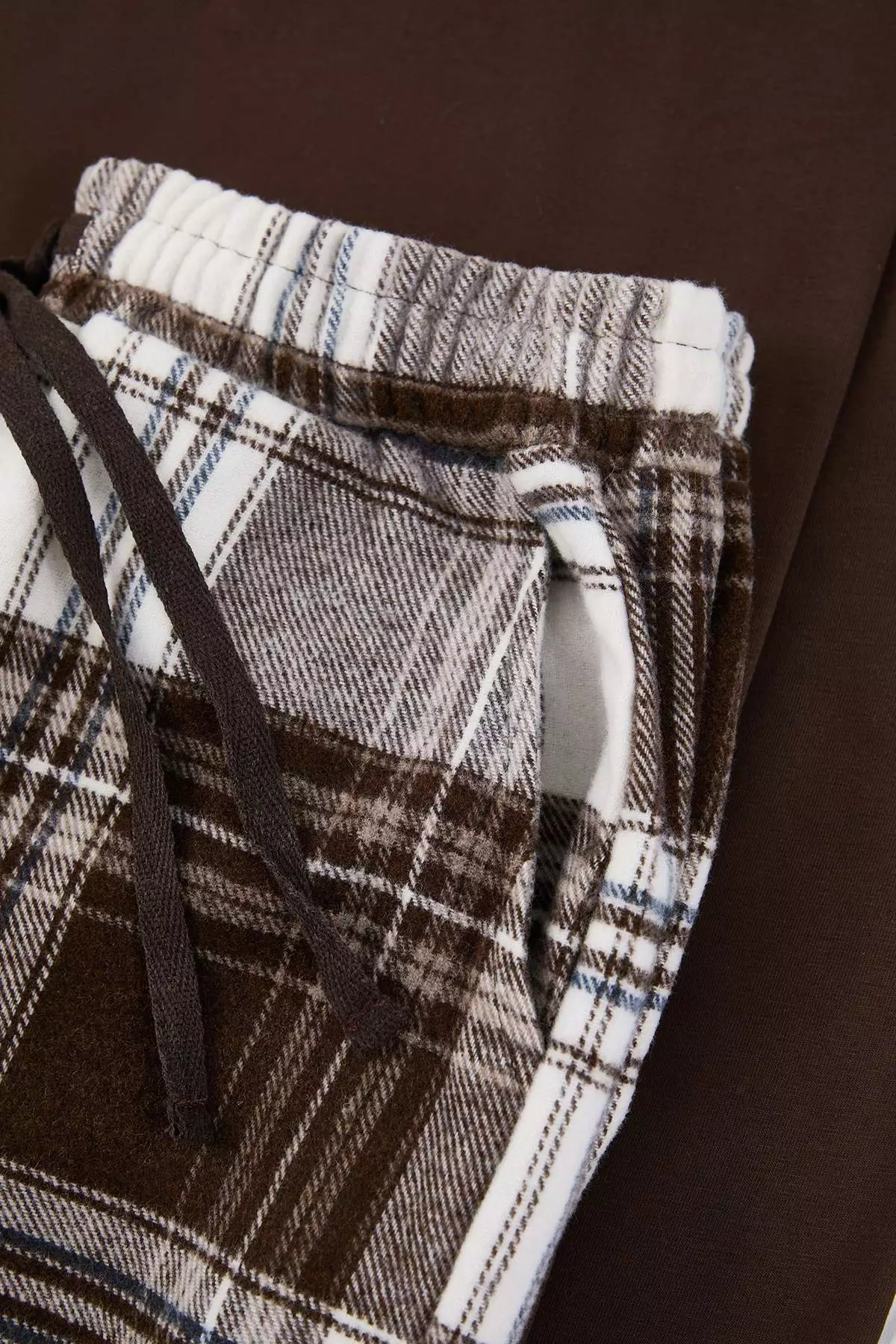 Brown Regular Plaid / Checkered Homewear Pajama Set Tmnaw26Pt00061