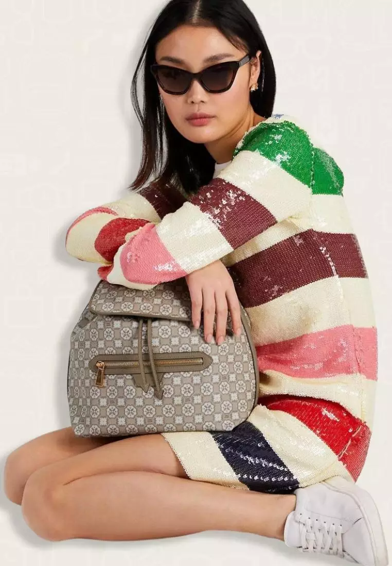 Jual Kate Spade Kate Spade Flower Monogram Mia Flap Backpack Natural