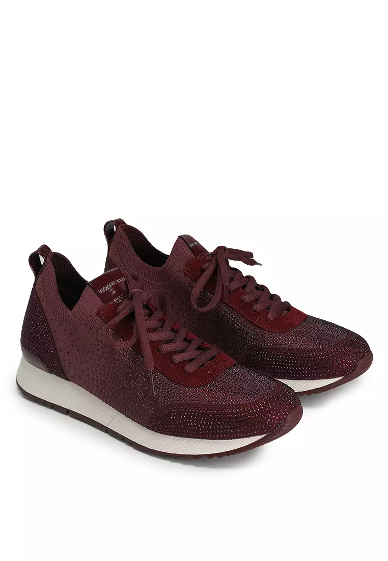 Michael Kors★Jenkins Crystal Embellished llic Stretch Jenkins Crystal Embellished Metallic Stretch Knit Trainer