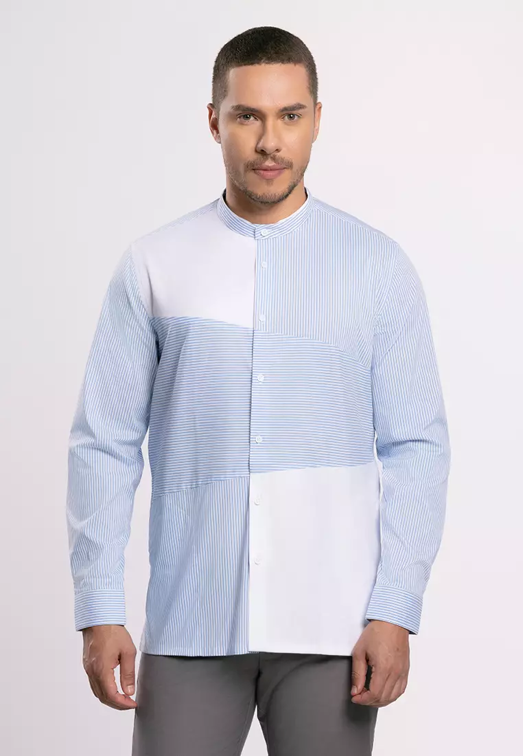 MOC - Kemeja Shanghai Lengan Panjang Pria Sadam - Light Blue
