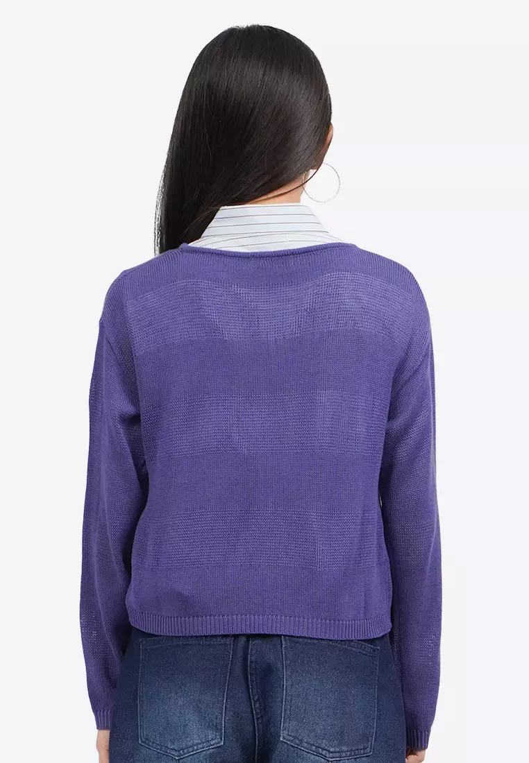 Long Sleeve Textured Knit Sweater