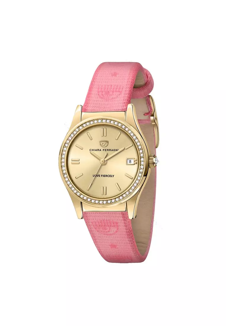 【2 Years Warranty】 Chiara Ferragni Contemporary 32mm Yellow Gold Dial Women's Quartz Watch R1951102501
