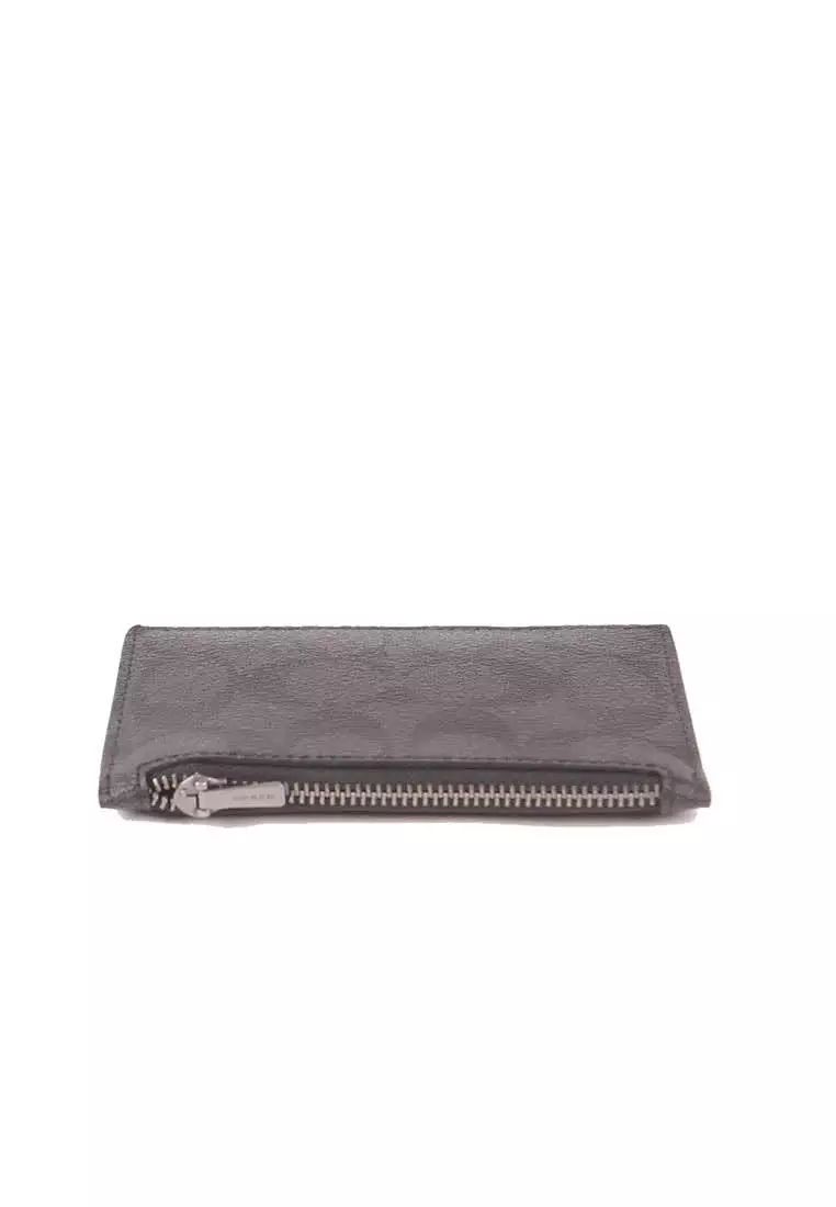 Coach Signature Zip C4281 Card Case In Black