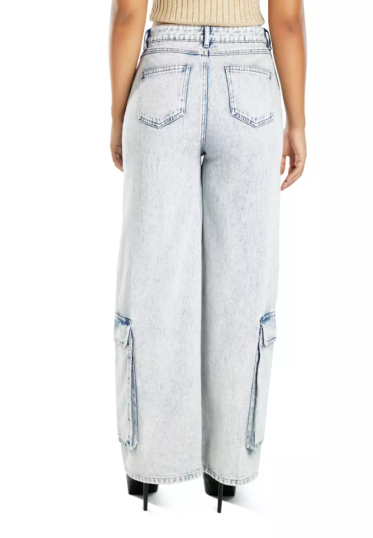 Light Blue Sassy Flap Ankle Pockets Denim