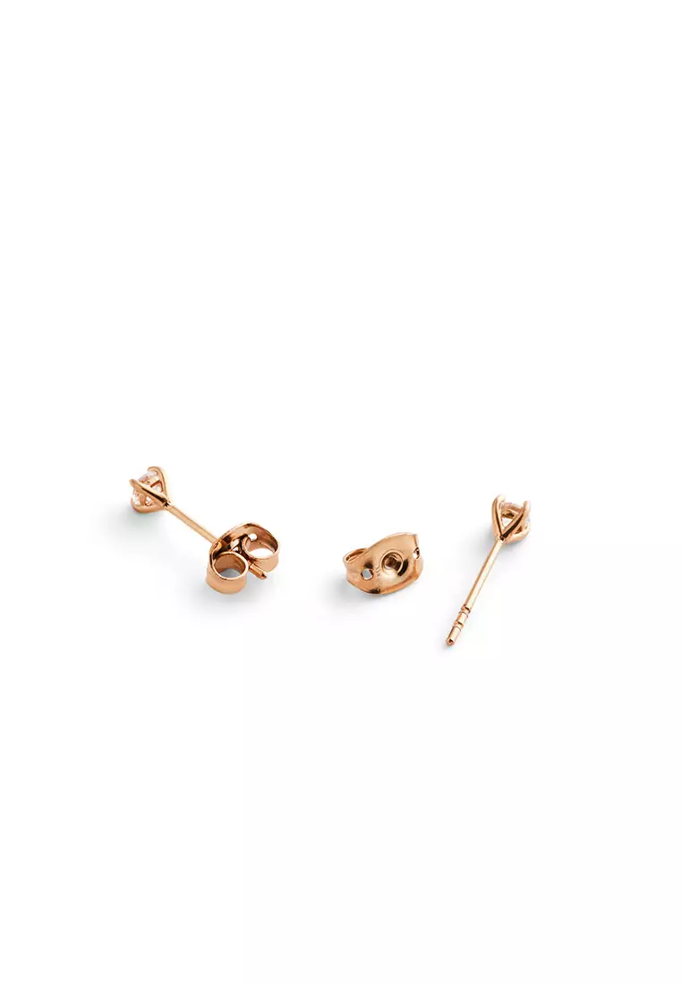 Mirelle Solitaire Stud Earring Rose Gold - Unisex Earrings for women and men stainless steel crystal Earrings DW Official Authentic Original perempuan lelaki DW