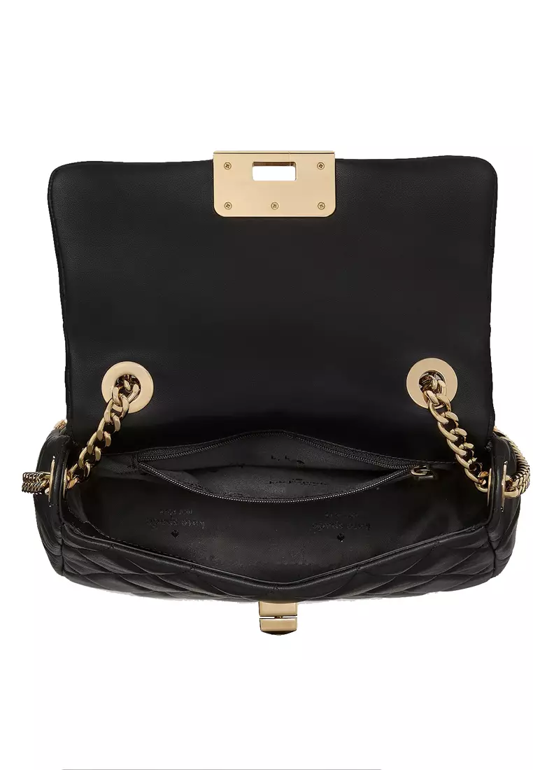 Carey Quilted Small Flap Crossbody - Black