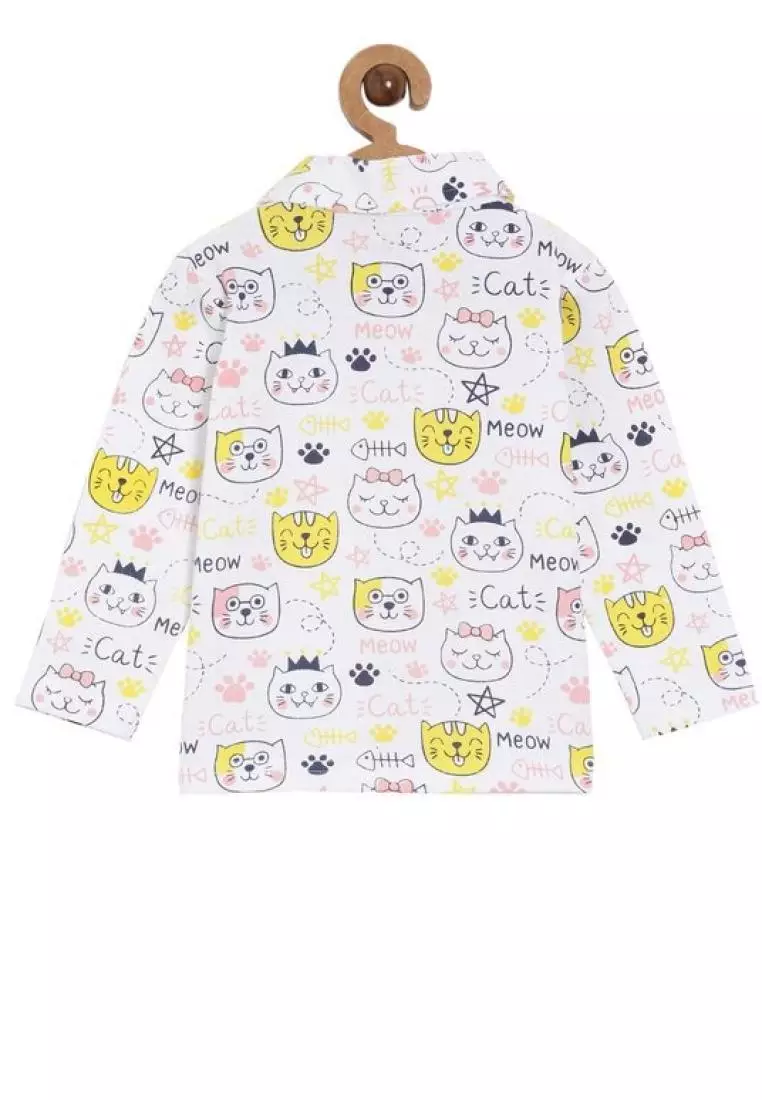The Mom Store Kids Pajama Set Pack Of 2 Tall as a Giraffe & Meow Meow - Multicolor