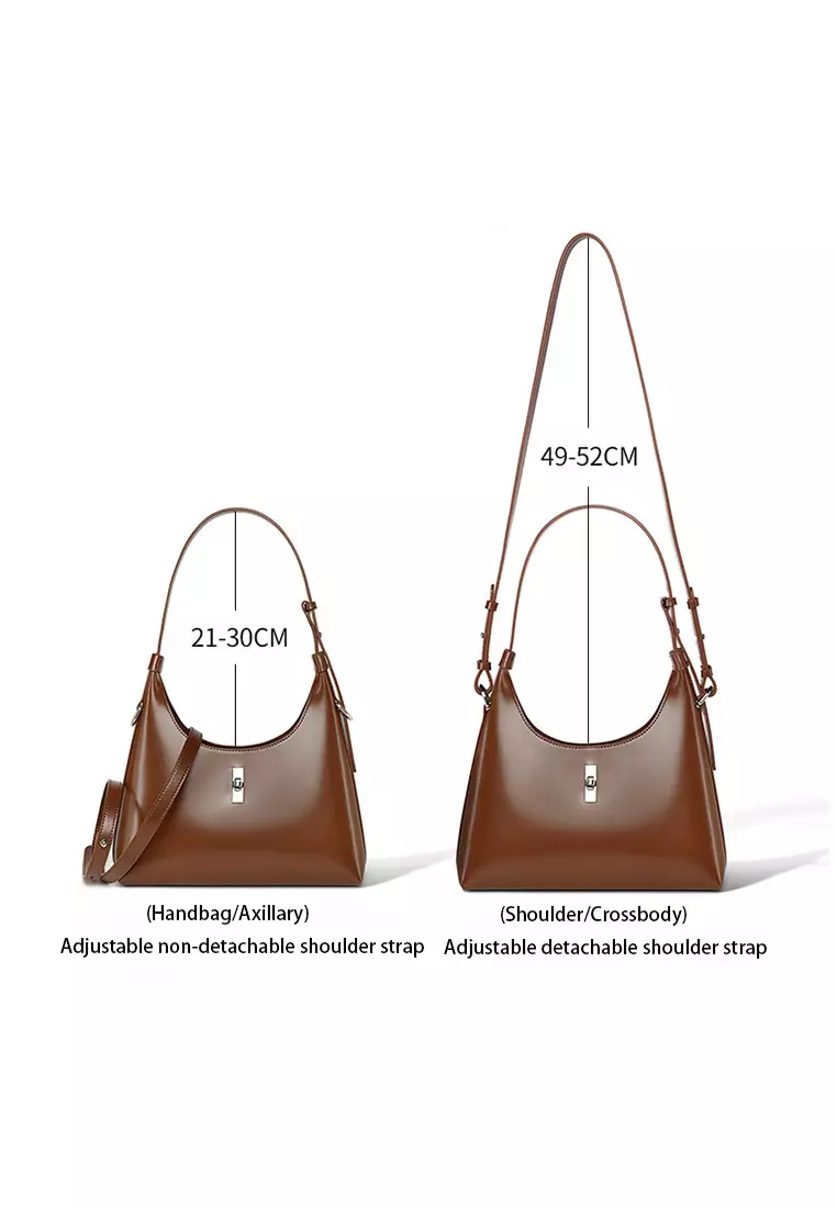 Women's Classic Cowhide Leather 2-Ways Crossbody Bags Axillary Bags