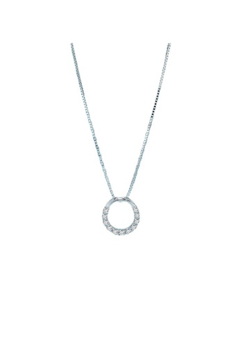ZITIQUE silver Women's Diamond Embedded Circle Ring Necklace - Silver 73C54AC17F330AGS_1