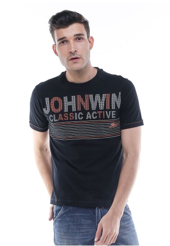 Johnwin - Slim Fit - Kaos Casual Active - Classic Active - Hitam