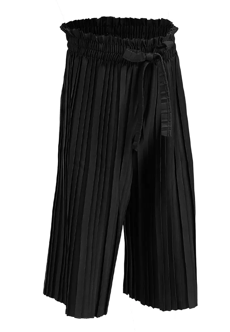 Yocelyn Kulot Plisket Anak Perempuan Motif Polos Kid Long Pants Material Hyget ORIGINAL - Black