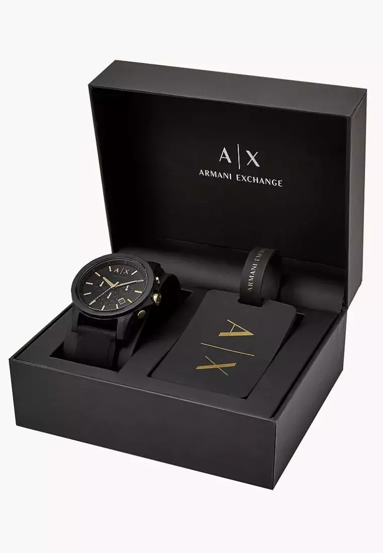 Buy Armani Exchange Chronograph Black Silicone Watch and Luggage