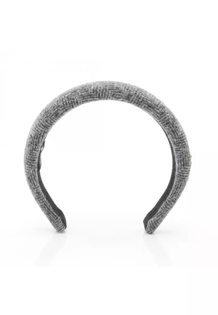 Pre-Loved MIU MIU tweed logo headband fabric gray