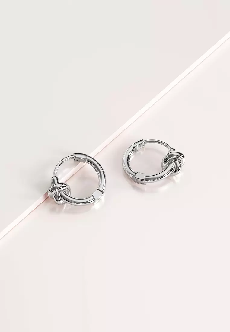 Solid 925 Sterling Silver Tie Knot Earrings
