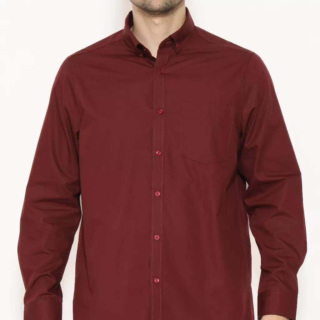 Lawell Kemeja Pria Lengan Panjang – DESMOND | Maroon | Regular Fit | Polyester Cotton Premium | Tekstur Tenun Halus Elegan