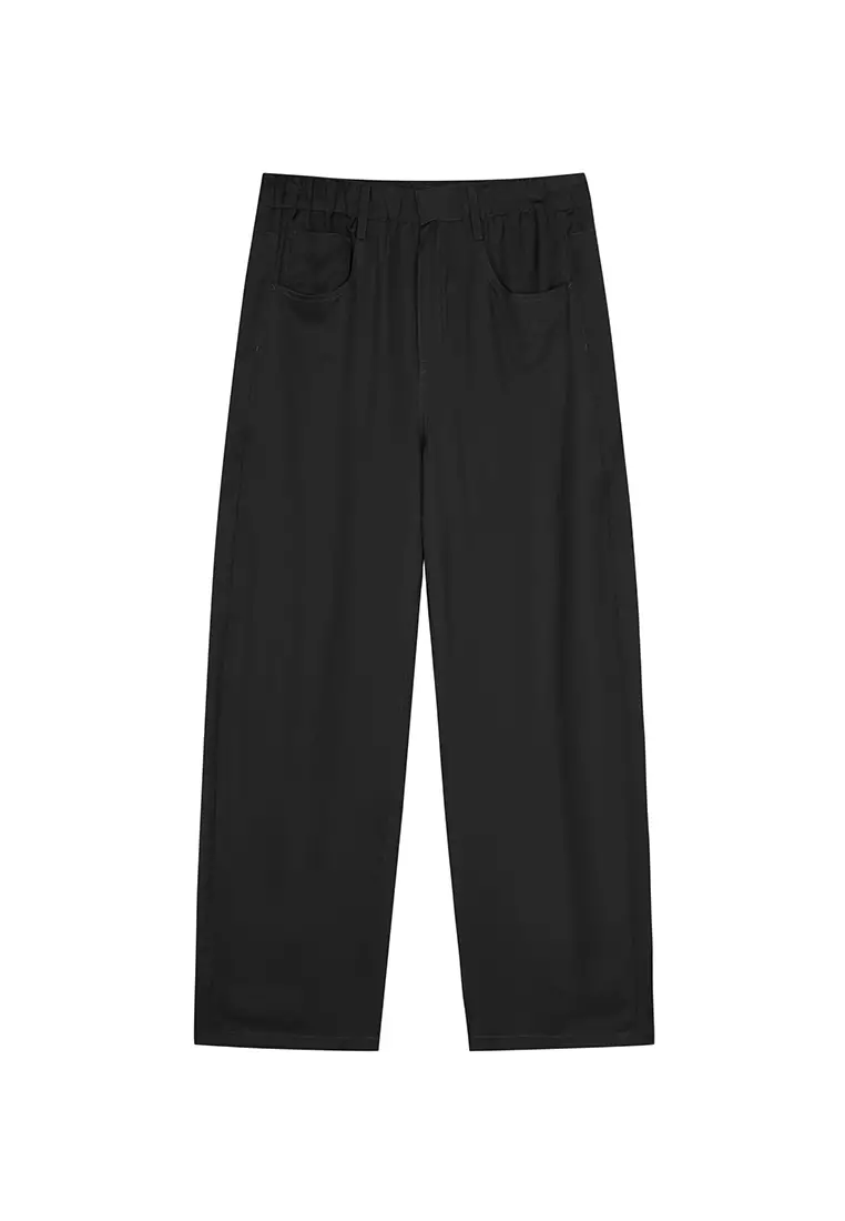 Curled extra-long trousers
